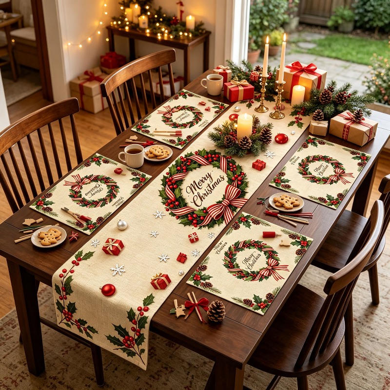 Christmas Table Runner - Kit com 5 Peças: Caminho de